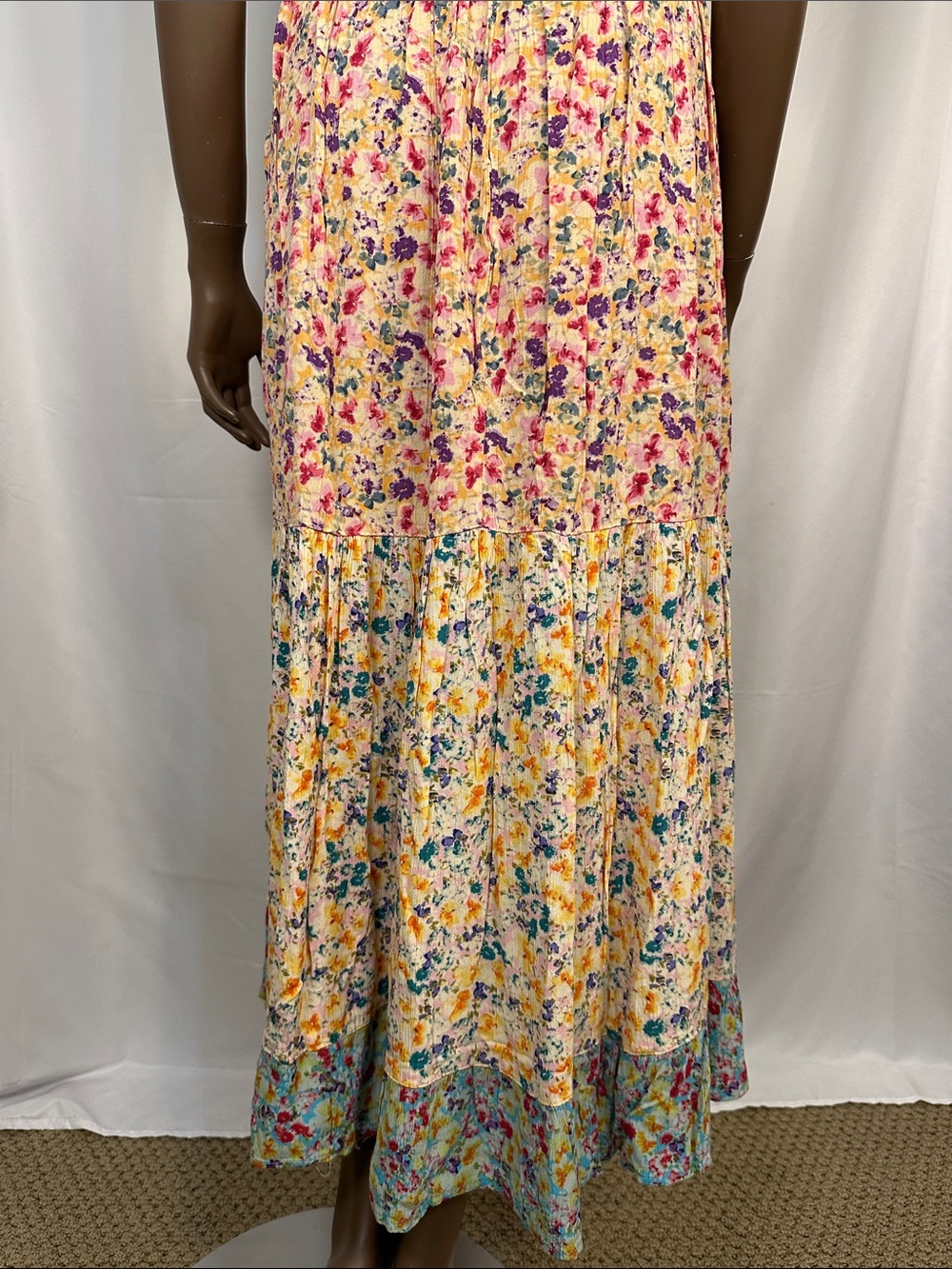 Angie Floral Maxi Dress in Blue, Yellow, Pink - Picture 5 of 9